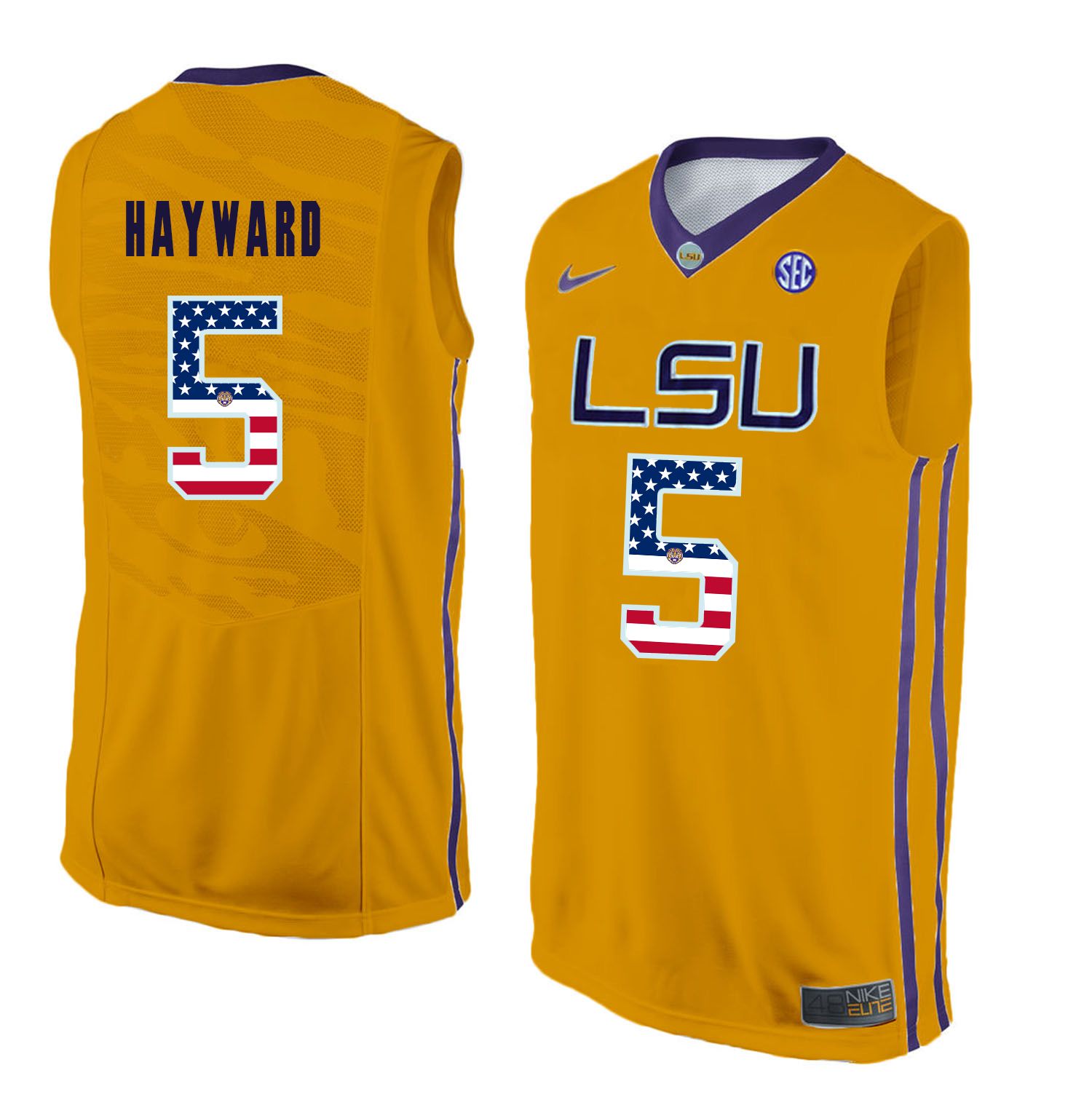 Men LSU Tigers #5 Hayward Yellow Flag Customized NCAA Jerseys